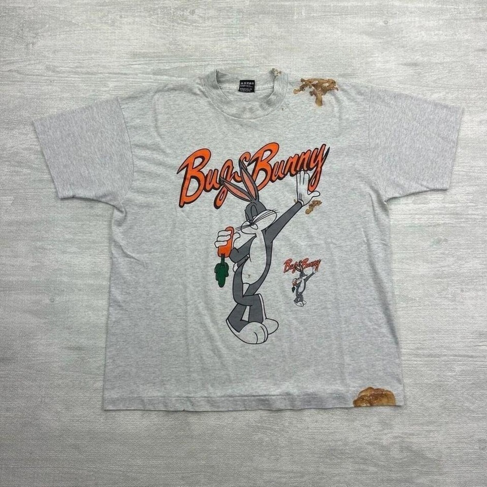 Vintage Bugs Bunny Shirt Adult XL Gray Looney Tunes Cartoon Television Show TV